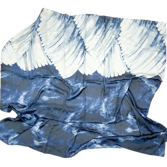 2/$30 NEW Blue White Japanese Wave Painted Nature Printed Fashion Scarf - Picture 10 of 11